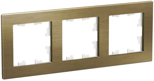 Рамка универсальная Systeme Electric AtlasDesign Nature 3-м. металл латунь фото Рамка универсальная Systeme Electric AtlasDesign Nature 3-м. металл латунь картинка